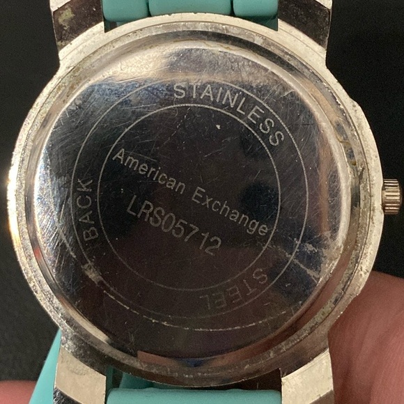 American Exchange Teal silicon band zebra pattern face pattern watch -used - Picture 3 of 9